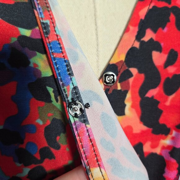 Venus Medium Bright Multicolored Animal Print Shortsleeve Knee Length Dress - Picture 3 of 11